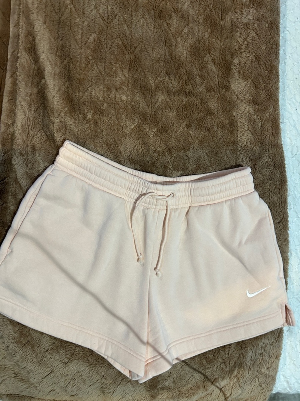 Nike Women's Pale Pink Fleece Athletic Shorts